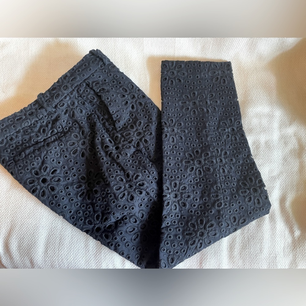 J Crew navy eyelet capri pants